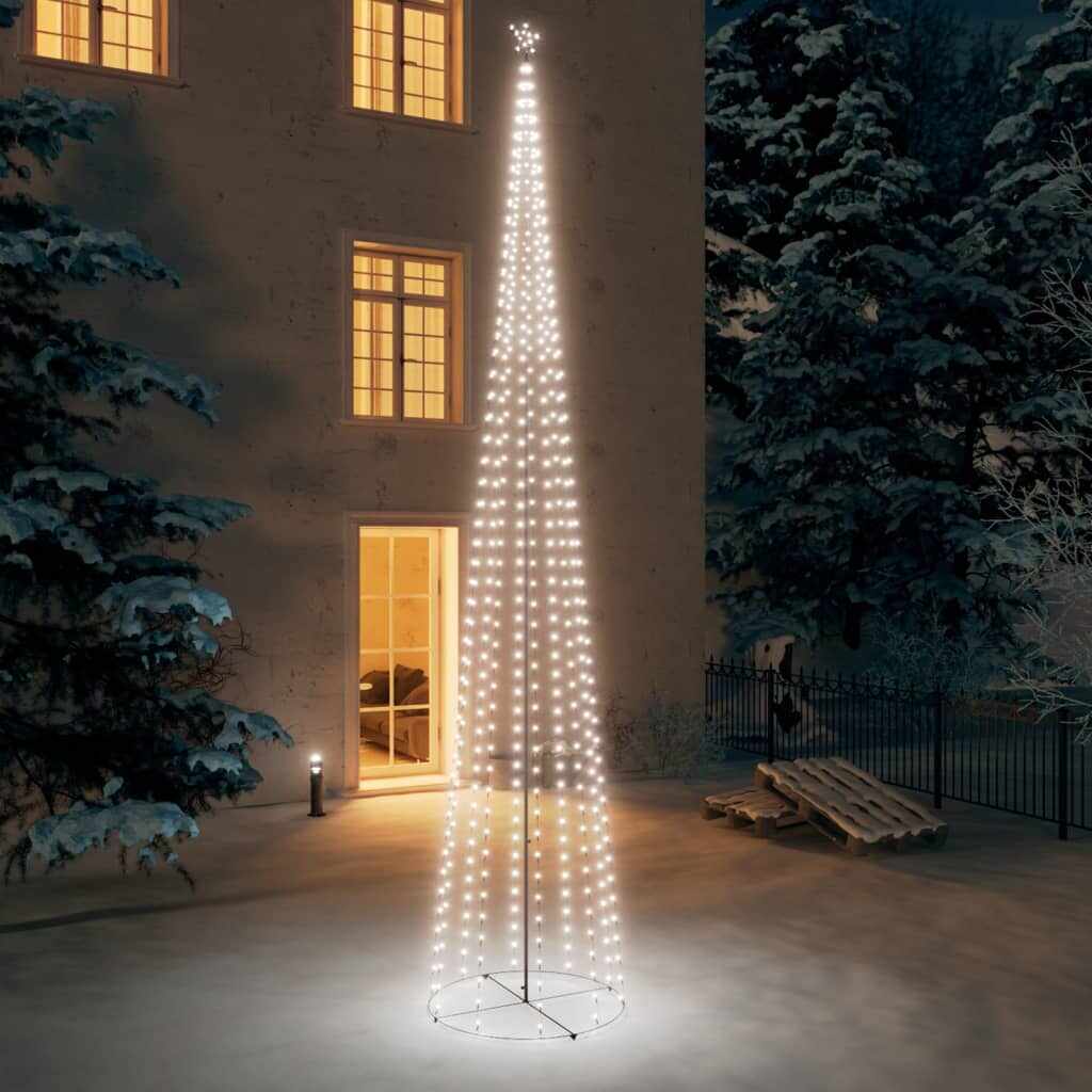 vidaXL Decorațiune brad Crăciun conic 752 LED-uri alb rece 160x500 cm