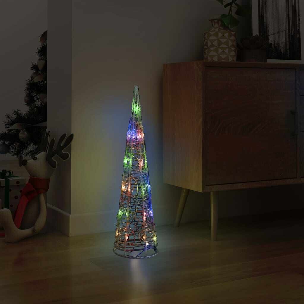 vidaXL Piramidă decorativă con de lumini cu LED colorat 60 cm acril