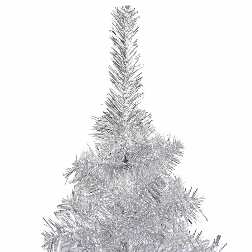 vidaXL Pom de Crăciun artificial cu suport, argintiu, 120 cm PET