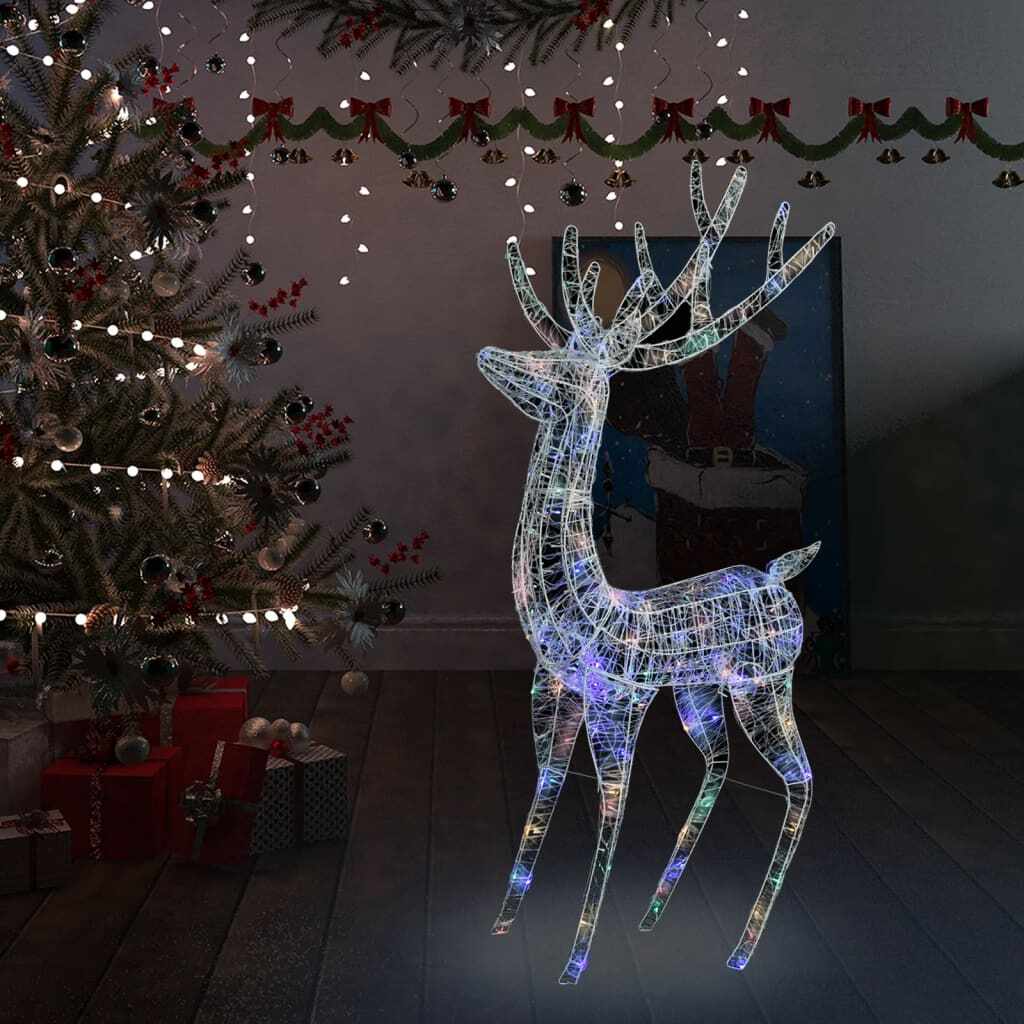 vidaXL Ren de Crăciun, 250 LED-uri, multicolor, 180 cm, acril, XXL