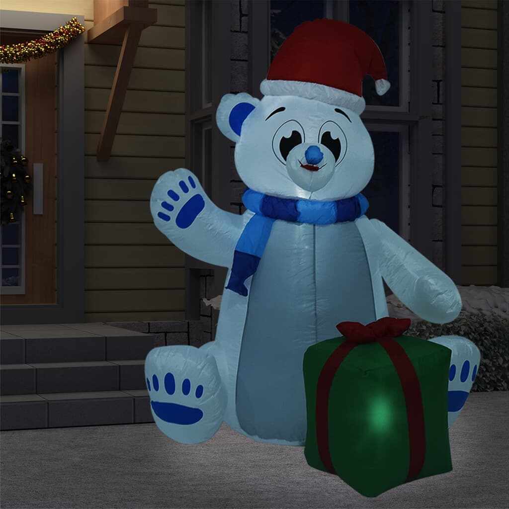 vidaXL Urs polar gonflabil de Crăciun cu LED, 2,4 m, interior/exterior