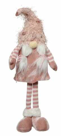 Decoratiune Gnome standing Girl, Decoris, 18x8x61 cm, poliester, roz