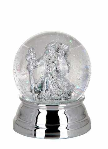 Glob de zapada, Hermann Bauer, Santa Claus, 10 x 8 cm, polirasina, argintiu/alb