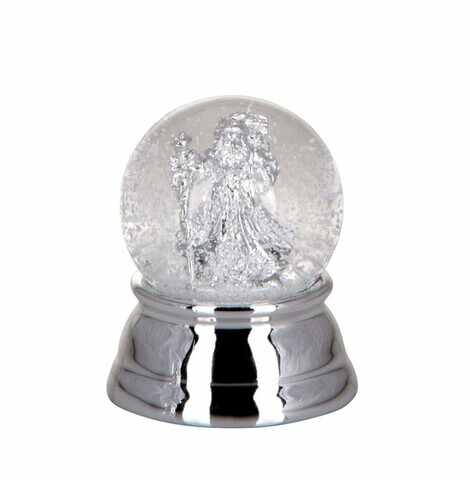 Glob de zapada, Hermann Bauer, Xmas Tree, 6 x 4.5 cm, polirasina/sticla, argintiu/alb