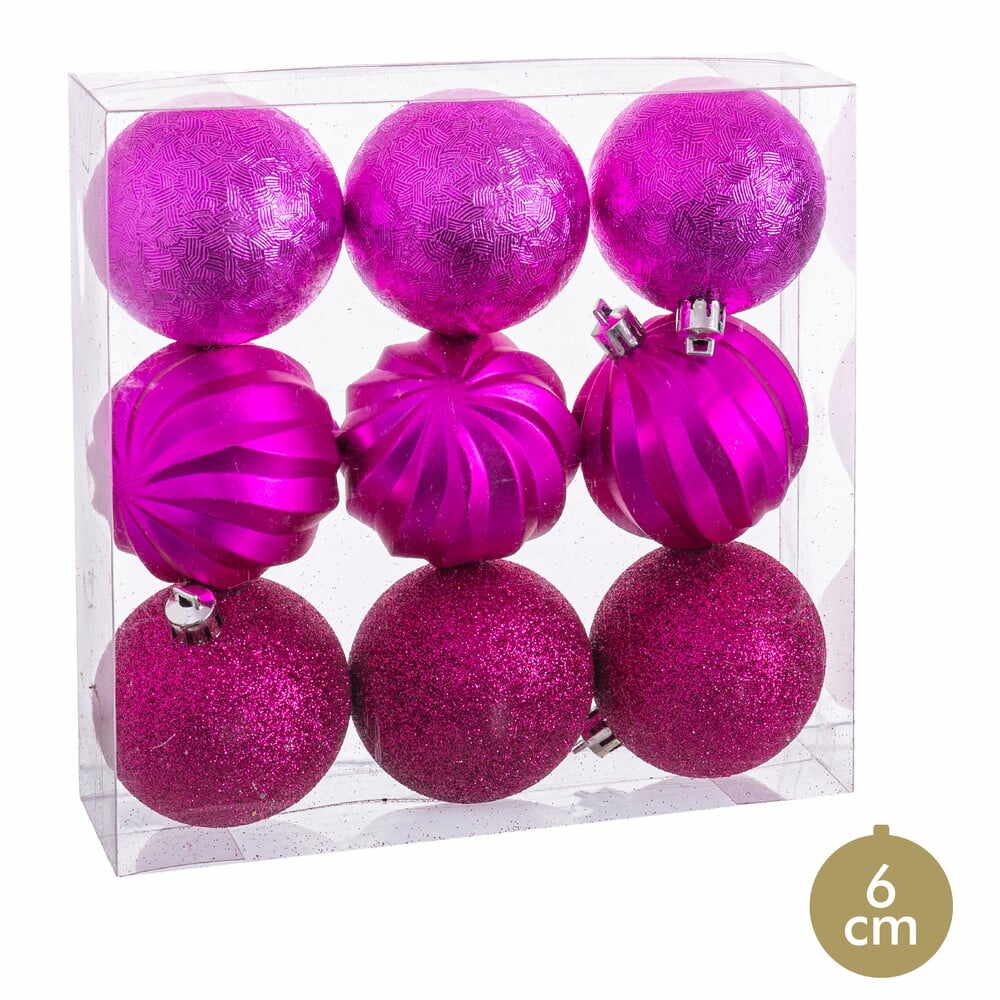 Set 9 globuri de Crăciun Casa Selección , ø 6 cm, roz-fucsia