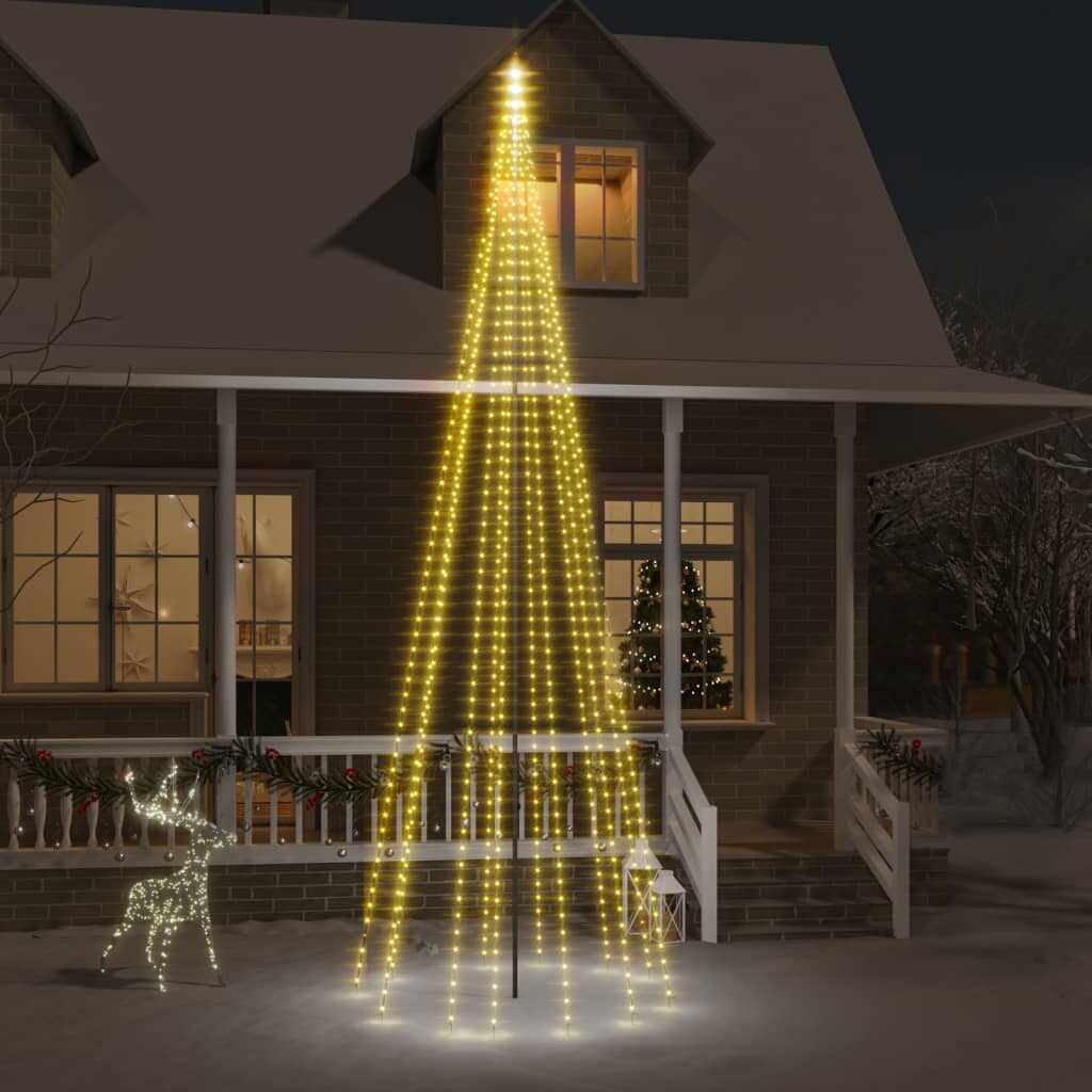 vidaXL Brad de Crăciun pe catarg, 732 LED-uri, alb cald, 500 cm