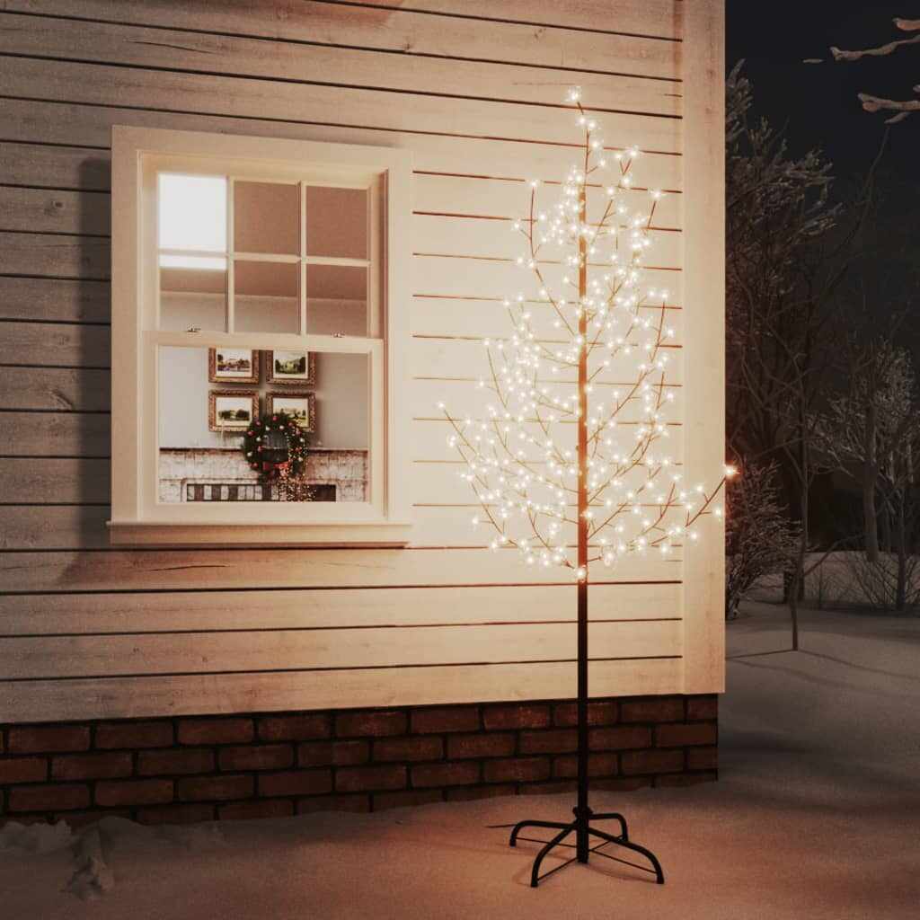 vidaXL Copac cu flori de cireș cu LED, 220 LED-uri alb calde, 220 cm