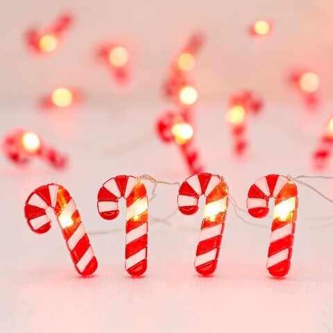 Ghirlanda decorativa Candy Cane, Lumineo, 20 LED-uri, lumina calda, 190 cm, rosu/alb