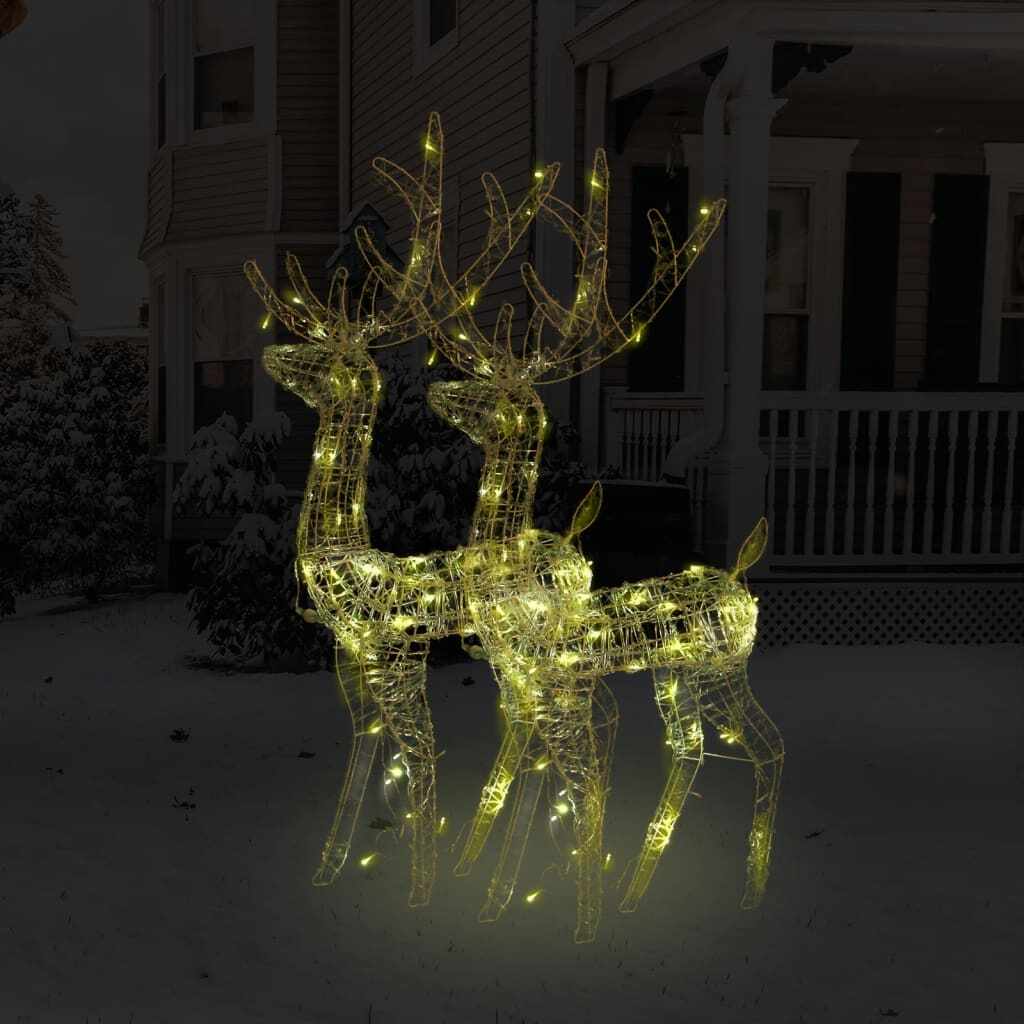 vidaXL Decorațiuni reni de Crăciun, 2 buc., alb cald, 120 cm, acril