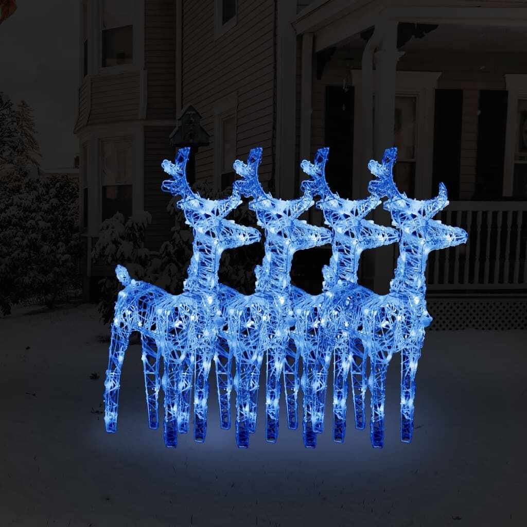 vidaXL Reni de Crăciun, 4 buc., albastru, 160 LED-uri, acril