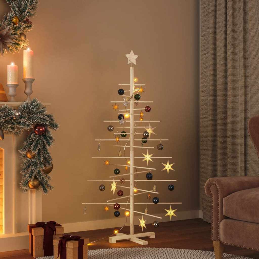 vidaXL Brad de Crăciun din lemn decorativ, 150 cm, lemn de pin masiv