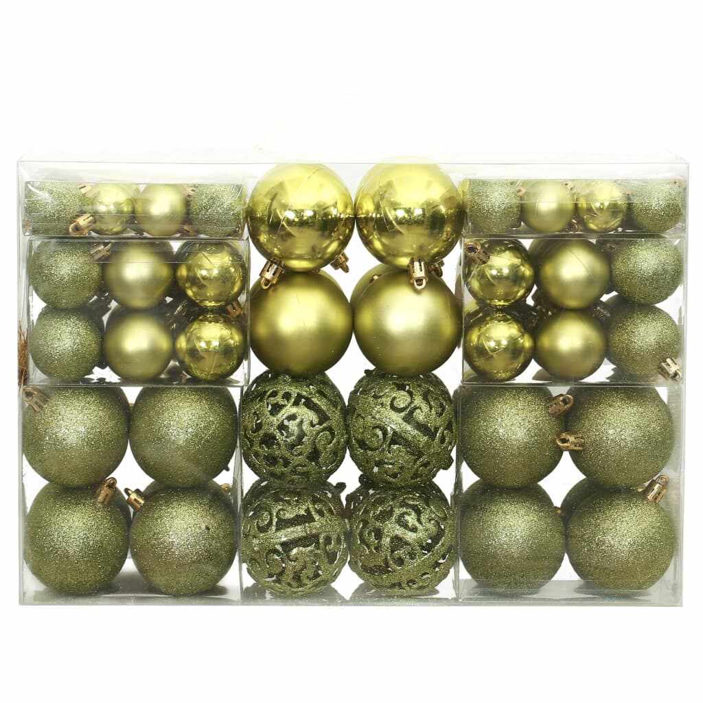 vidaXL Globuri de Crăciun, 100 buc, verde deschis, 3 / 4 / 6 cm