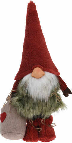 Decoratiune Gnome w red hat, 23x13x46 cm, plus, rosu