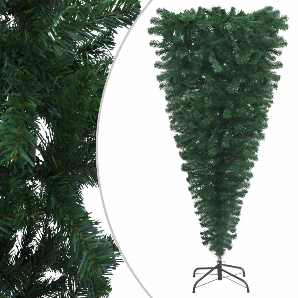 vidaXL Set pom de Crăciun artificial inversat cu LED-uri&globuri 210cm