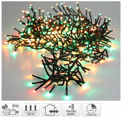 Instalatie Cluster Lights, 576 LED-uri, 400 cm, lumina multicolor