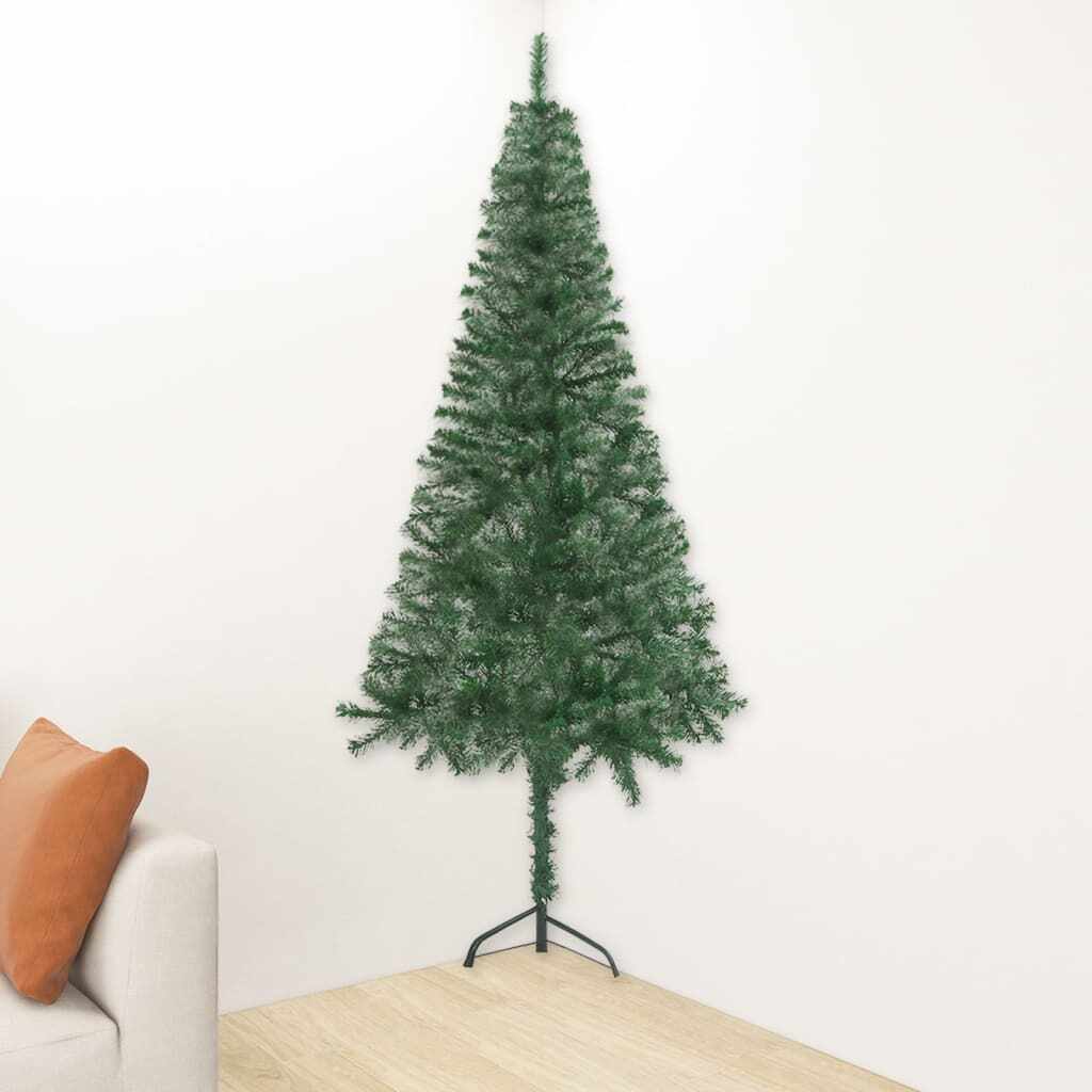 vidaXL Brad de Crăciun artificial, de colț, verde, 180 cm, PVC