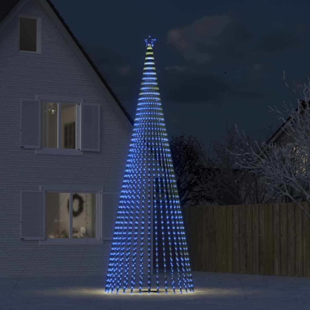 vidaXL Con de lumină brad de Crăciun, 1544 LED-uri albastre, 500 cm