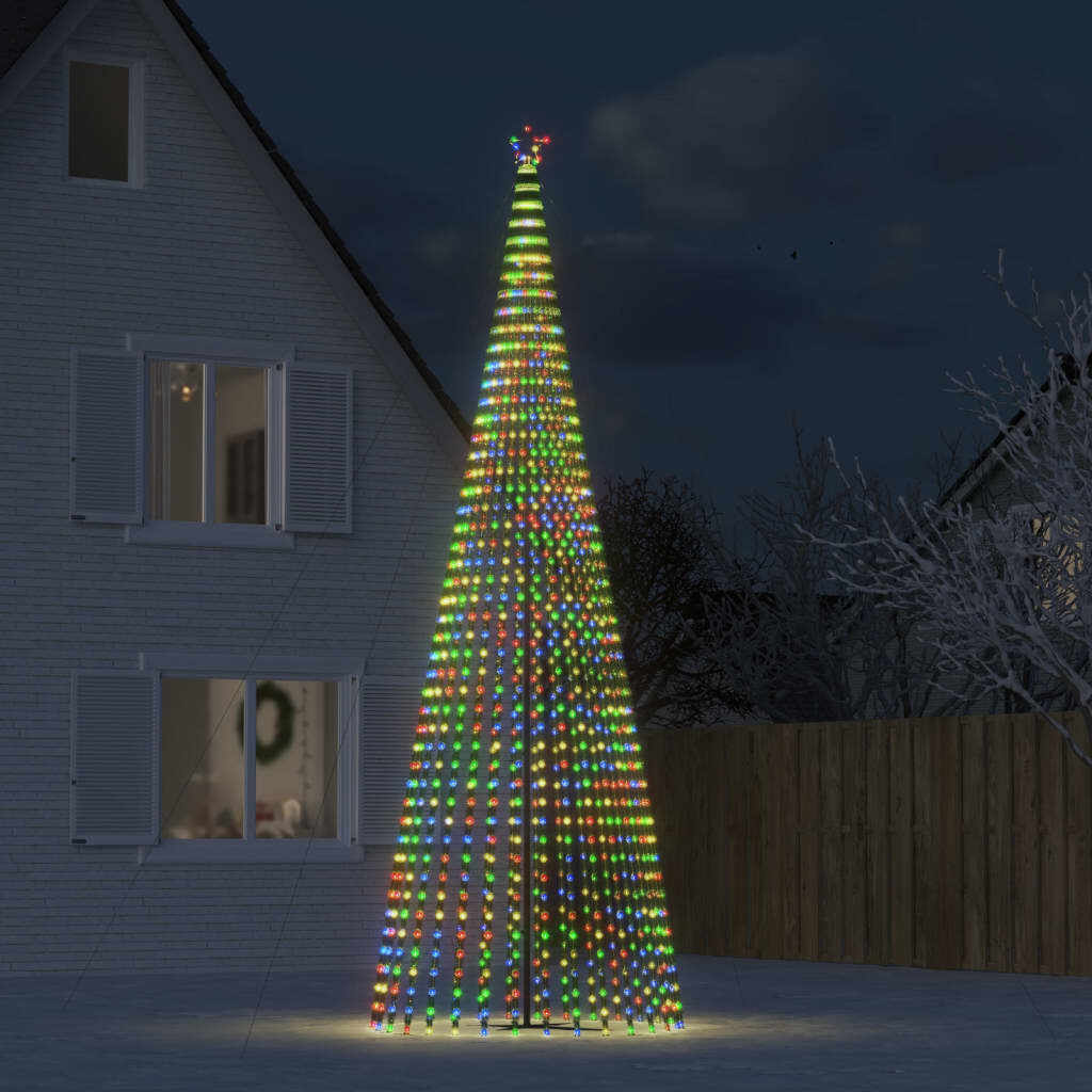 vidaXL Con de lumină brad de Crăciun 1544 LED-uri, multicolor, 500 cm