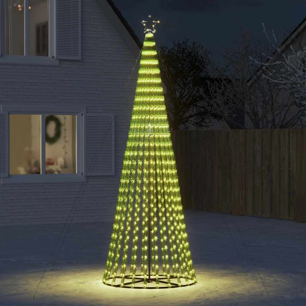 vidaXL Con de lumină brad de Crăciun, 688 LED-uri, alb cald, 300 cm