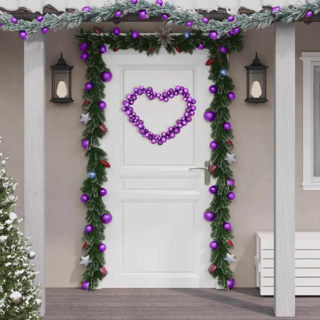 vidaXL Ghirlandă de Crăciun cu globuri, violet, 175 cm, polistiren