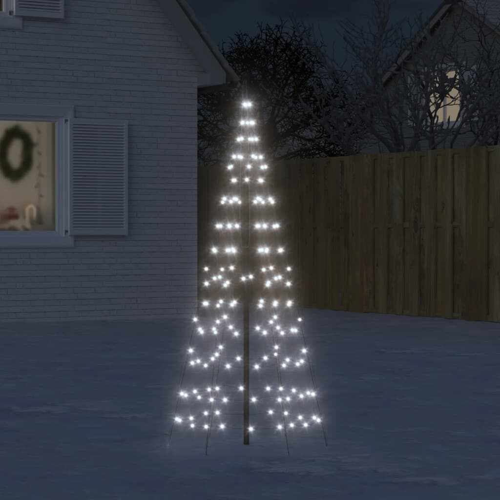 vidaXL Iluminat brad de Crăciun pe stâlp, 200 LED-uri alb rece, 180 cm