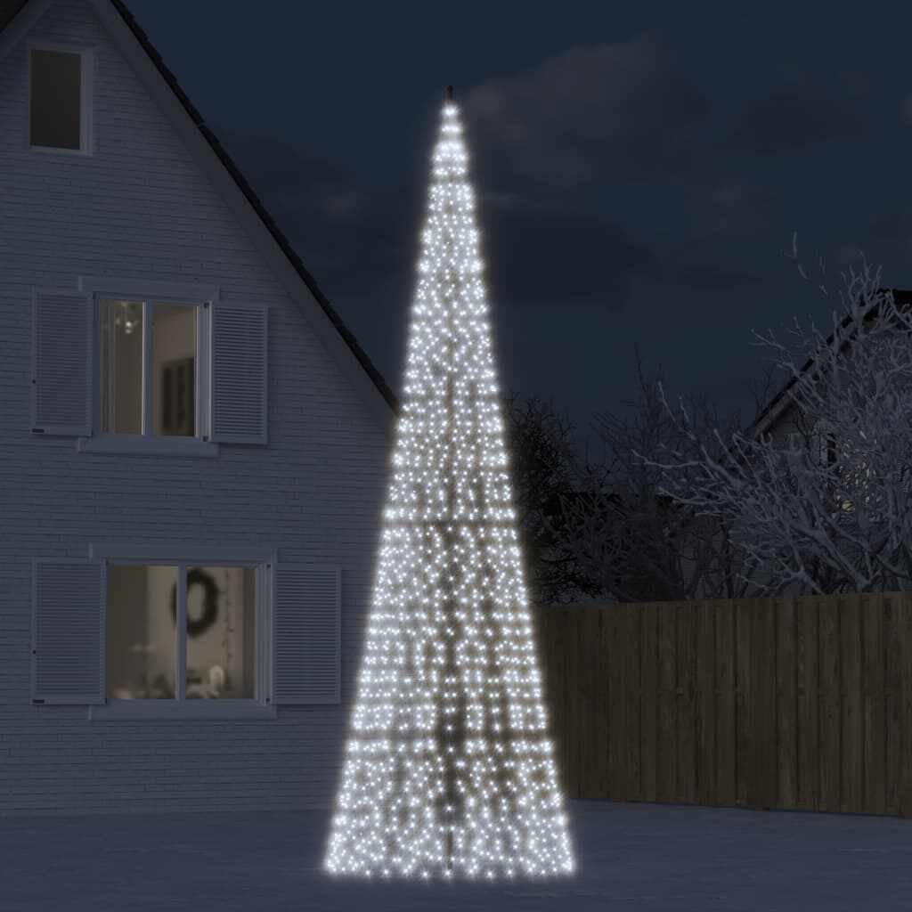 vidaXL Lumină brad de Crăciun pe catarg, 1534 LED-uri, alb rece 500 cm