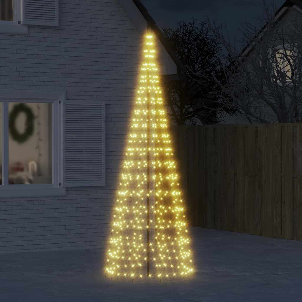 vidaXL Lumină brad de Crăciun pe catarg, 550 LED-uri, alb cald, 300 cm