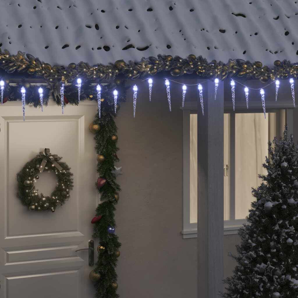 vidaXL Luminițe de Crăciun țurțuri 200 LED-uri alb rece 20 m PVC acril