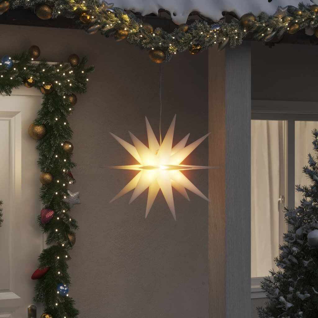 vidaXL Stea iluminată Moravian cu LED pliabil, alb, 57 cm
