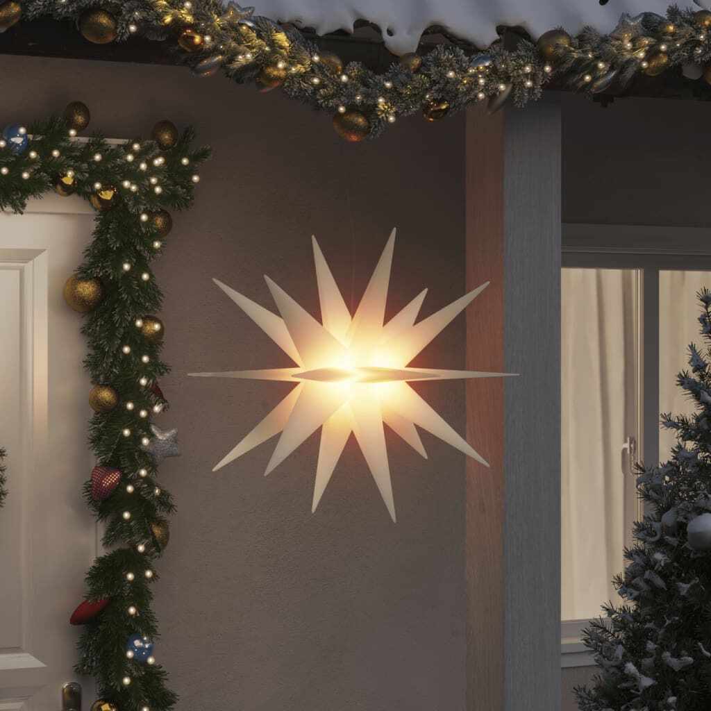 vidaXL Stea iluminată Moravian cu LED pliabilă, alb, 100 cm