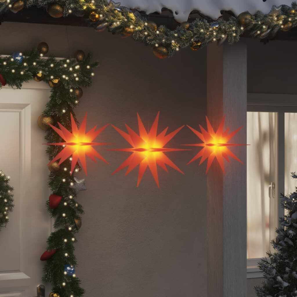 vidaXL Stele iluminate Moravian LED-uri, 3 buc., roșu, pliabile