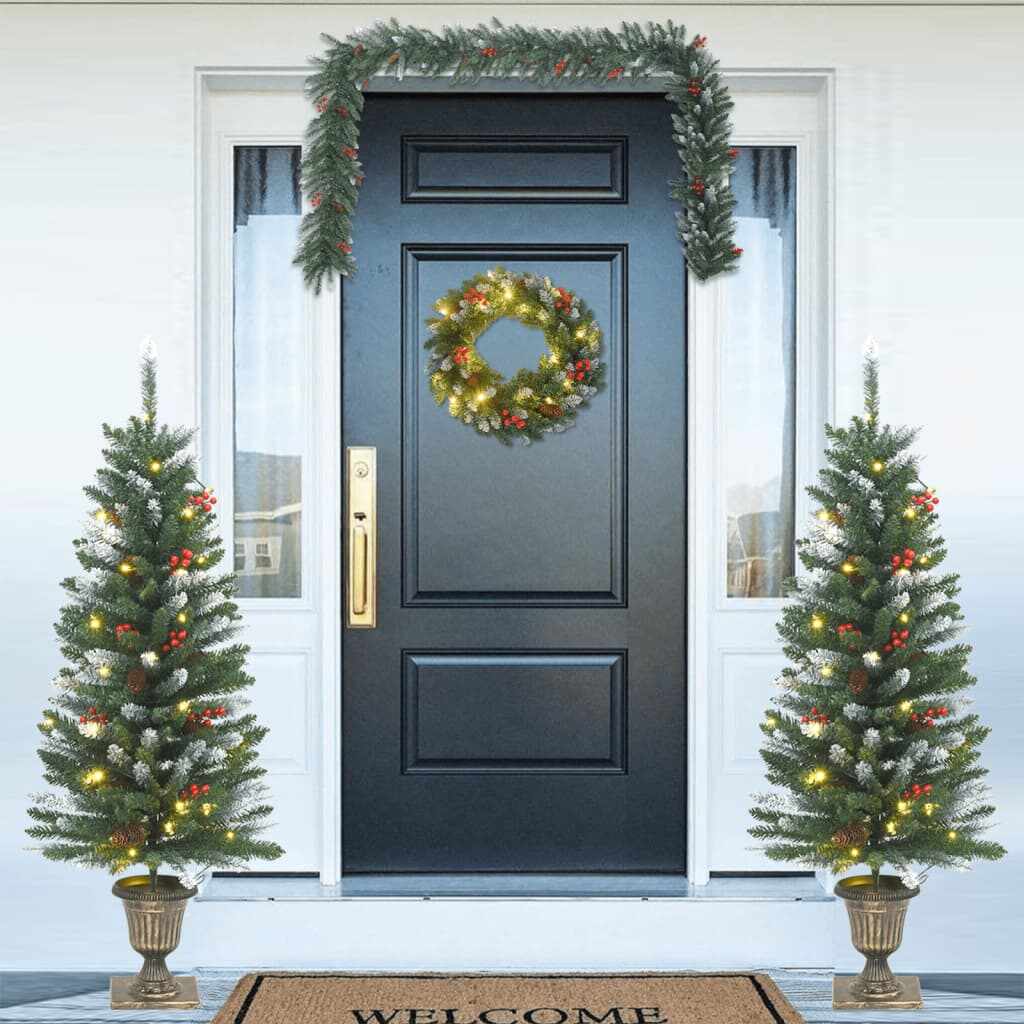 vidaXL Set decorațiuni de ușă pentru Crăciun 4 piese PVC